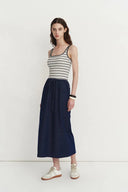 Liz Square Neck Body Con Sleeveless Tank Top in High-Stretch Ribbed Knit