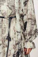 Eira Band Langarm Bedrucktes Kleid aus Cupro