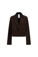 Geraldine Single Button Crop Blazer in Cotton Velvet