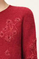 Letitia Hand Crocheted  Beaded Floral Cardigan in Wool Alpaca Blend Knit