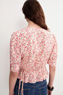 Irisa Blumenrosa Bluse aus mattem Maulbeerseiden-Crêpe