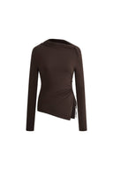 Conjunto Ava de Top Plisado de Manga Larga y Falda de Acetato en Punto de Tencel y Merino