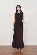 Florence Asymmetric Draped Sleeveless Top and Maxi Skirt Set in Cotton Modal Knit