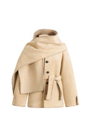 Carla Reversible Detachable Scarf Coat in Merino Wool