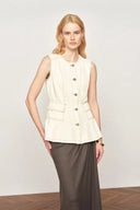 Top sin mangas Lily White en denim de algodón