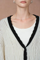 Prela Contrast Trimmed Knit Cardigan in Merino Wool