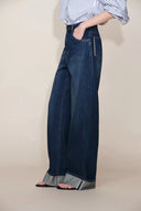 Brenda Folded Hem Wide Leg Jeans in Selvedge Denim