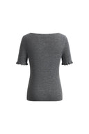 Iris Bow-Detail Ruffle-Cuff Top in Sheep Wool Knit