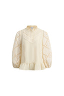 Nina's Openwork Embroidery Blouse in Cotton Jacquard