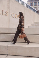 Lycoris Leather Trimmed Short Wool Coat in Merino Wool