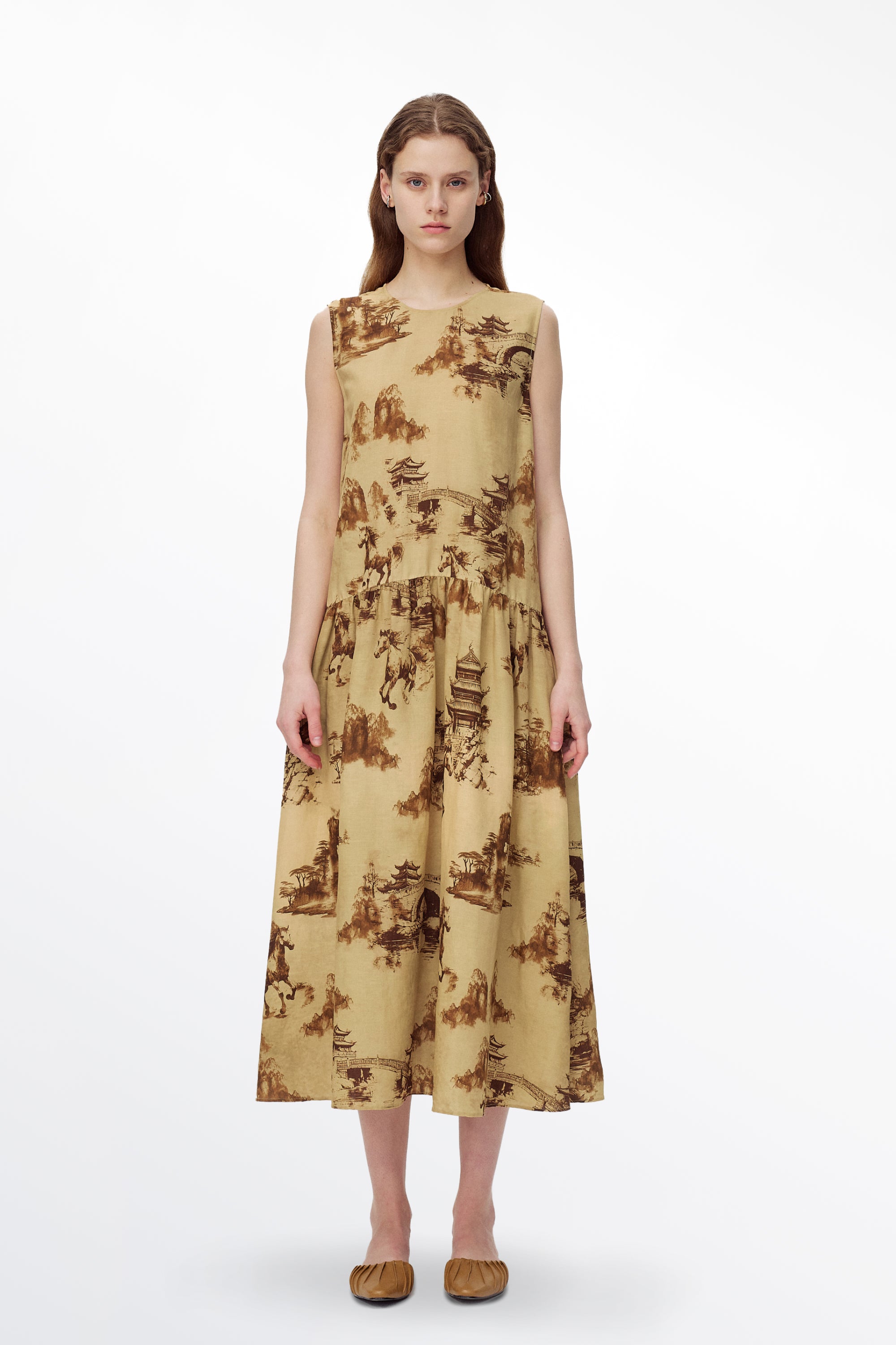 Tansy Oriental Print Dress in Viscose Blend