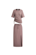 Aurora Ruched Waist T Shirt and Skirt Set