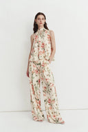 Pantalones de Pierna Ancha Penny Flora en Seda Morera