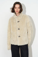 Kelly Shawl Collar Shearling Jacket in Faux Suede