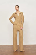 Pantalon large texturé Elowen en maille mélange coton