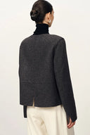 Veste boxy double face Sola en mélange soie et laine camel