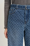 Jean dégradé texturé ceinturé Skylar en denim jacquard coton