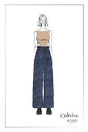 Jeans de Pierna Ancha Recta Mia Flora en Jacquard de Algodón Denim