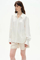 Nicole Tie Neck Shirt in Matte Mulberry Silk Blend