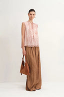 Blusa senza maniche stampata Gracia in georgette di crepe