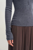 Anna Henley Long Sleeve Top in Merino Wool Knit