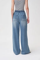 Bulb Pull On Faded Jeans in Cotton Denim