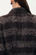 Camila Leatehr Accent Checkered Coat in Bouclé Wool