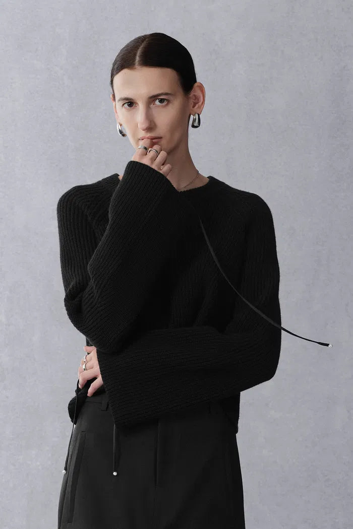Calliope Wide Sleeves Crop Sweater in Merino Cashmere Knit
