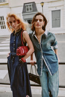 Harlow Gestreiftes Kontrast-Patchwork-Hemd aus Baumwoll-Denim