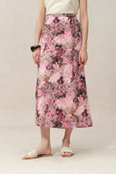 Athena Flora Print Skirt in 22MM Mulberry Silk