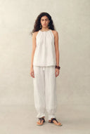 Conjunto a juego de top sin mangas con cuello halter y pantalones Hazel en algodón