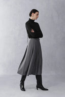 Soma Pleated Midi Skirt in Fine Wool Blend