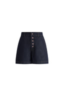 Perla Crocheted Pocket Shorts in Raw Denim