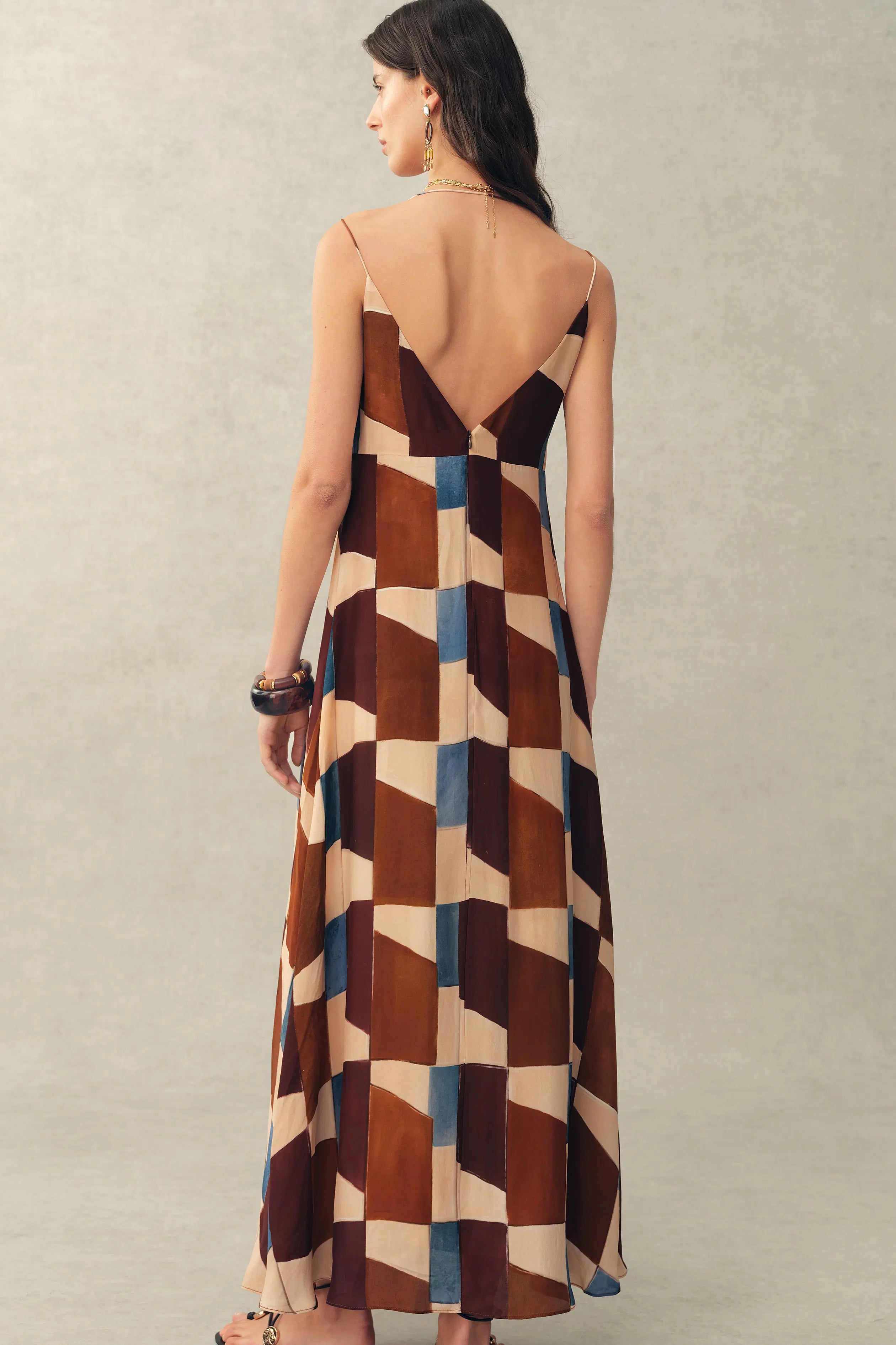 Janise Riad Print Halter Dress in Light Crinkle Gauze –