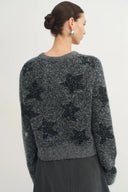 Twinkle Star Intarsia Sweater in Alpaca Sequin Yarn Knit