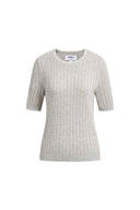 Top a maniche corte Clara in maglia a cavo di cotone