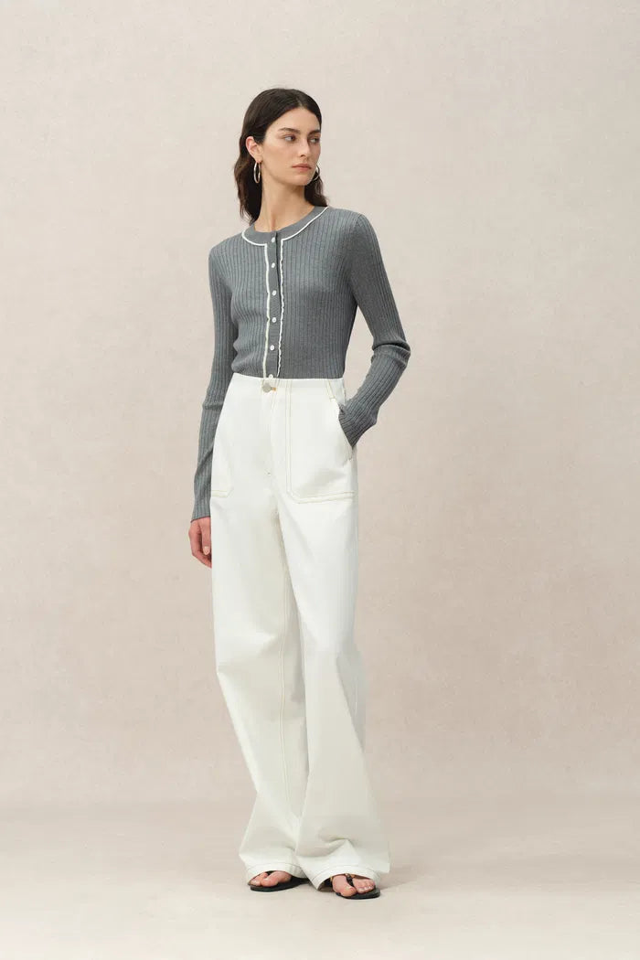 Vivian High Rise No Waistband Straight Leg Jeans in Lyocell Denim