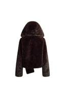 Veste écharpe à capuche Rara en fausse fourrure de vison