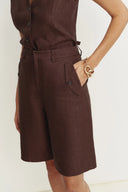 Victoria Bermuda-Shorts aus Leinen Fischgrätmuster