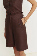 Victoria Bermuda Shorts in Linen Herringbone