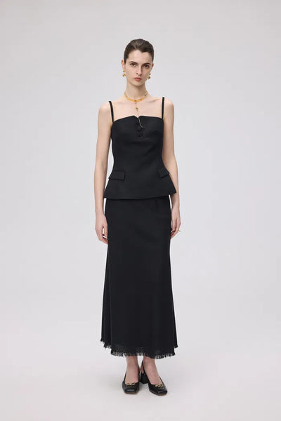 Clara Sleeveless Peplum Top in Wool Blend Tweed – fbrq.com