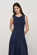 Robe sans manches Keira en maille de coton avec denim Tencel