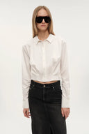 Tessera Pleated Crop Shirt in Cotton