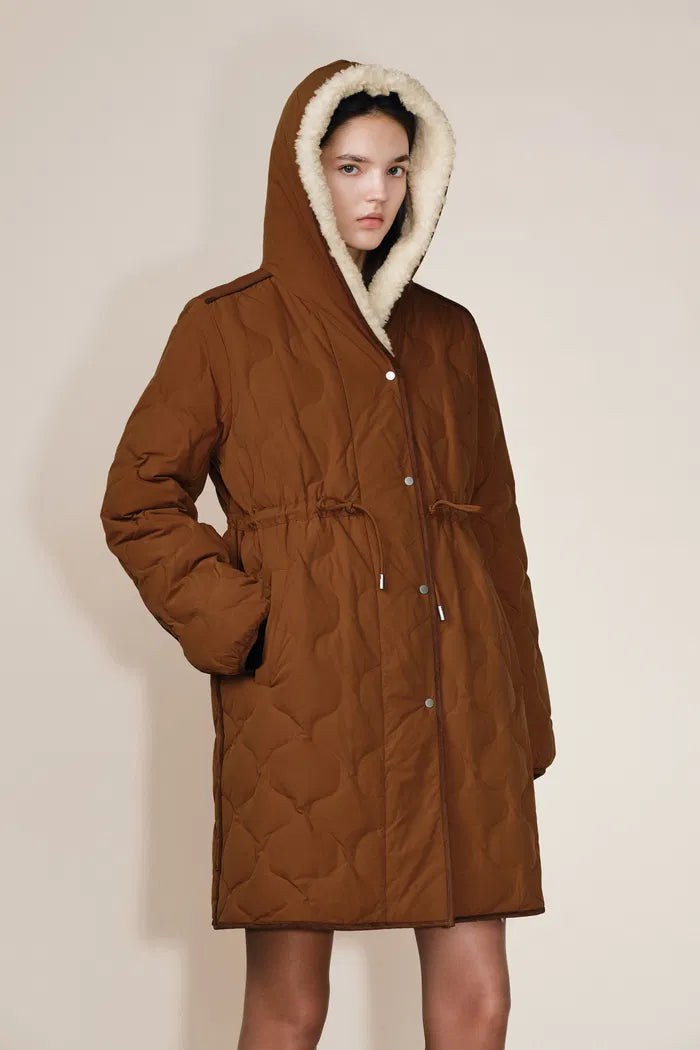 Xenia Robe Style Two Tone Down Jacket in High Density Down Proof with Graphene Lining