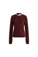 Violet Crystal Embellished Collar Sweater in Alpaca Blend