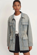 Veste safari à cordon de serrage Esme en denim coton