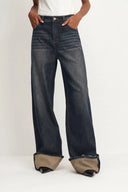 Paz Contrast Folded Cuff Washed Cuffed Jeans