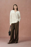 Clara gestreifter Kapuzenpullover aus Woll-Alpaka-Mischung