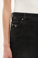 Tenebrae Midi-Rock mit Schlitz aus dünnem Denim