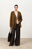 Athena Fransen-Schal-Mantel aus Woll-Kamel-Daunen-Mischung